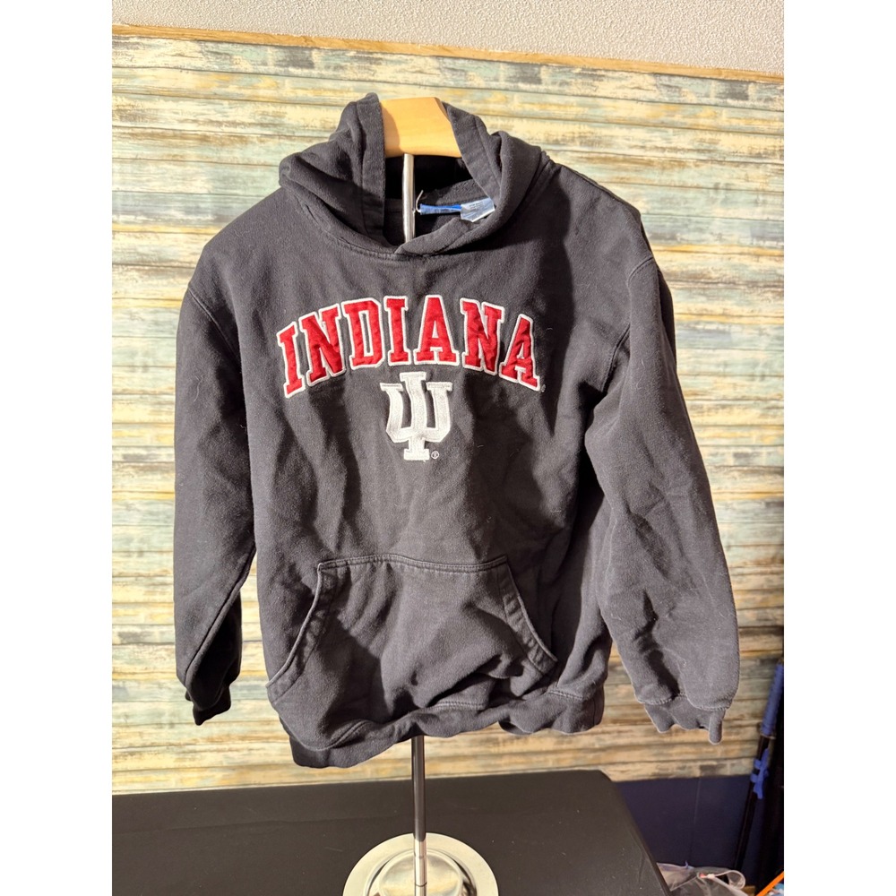 Team Athletics Indiana Hoodie Youth XXL Black Excellent IU Pullover Sweatshirt